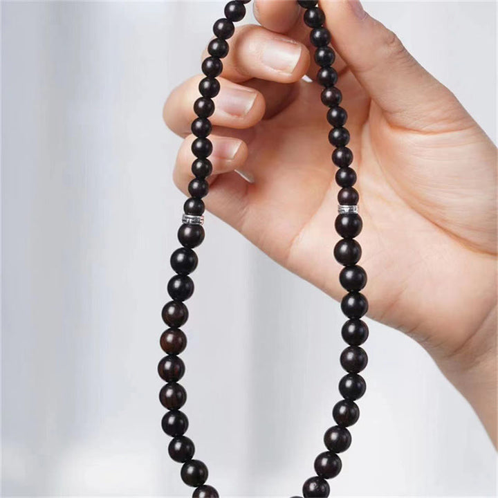 BWOOOH Tibet Ebony Wood Dzi Bead Balance Double Wrap Bracelet