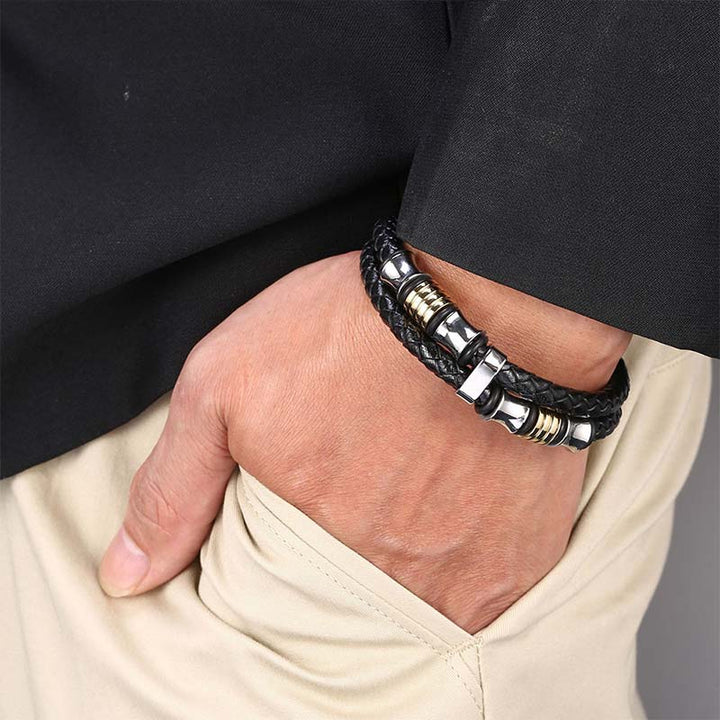 BWOOOH Layered Leather Weave Fortune Bracelet