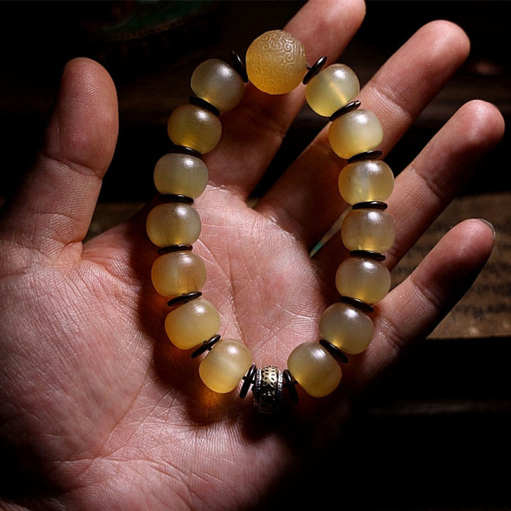BWOOOH Handmade Tibetan Sheep Horn Om Mani Padme Hum Auspiciousness Bracelet