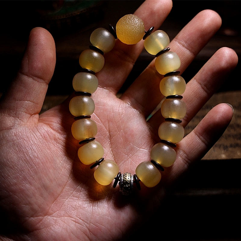 BWOOOH Handmade Tibetan Sheep Horn Om Mani Padme Hum Auspiciousness Bracelet