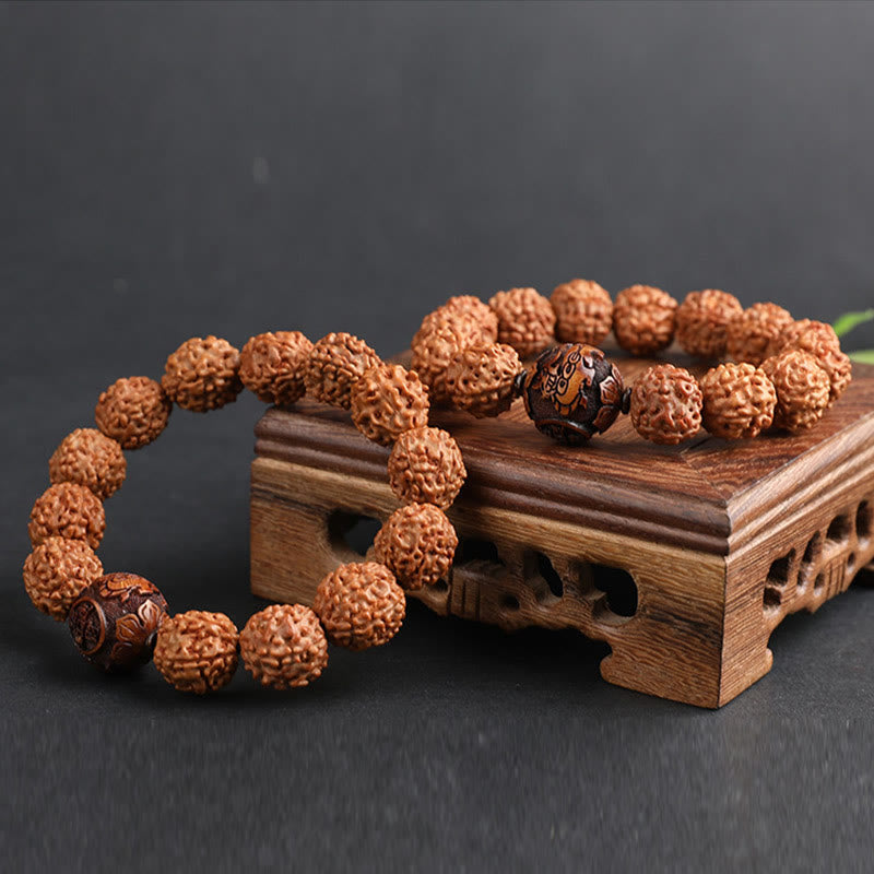 BWOOOH Tibet Rudraksha Bodhi Seed PiXiu Copper Coin Wealth Luck Bracelet | spiritual healing bracelet