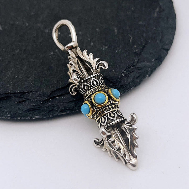 BWOOOH Tibet Vajra Dorje Pattern Copper Luck Wealth Metal Necklace Pendant