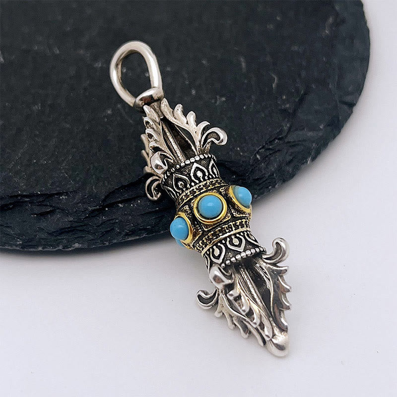 BWOOOH Tibet Vajra Dorje Pattern Copper Luck Wealth Metal Necklace Pendant