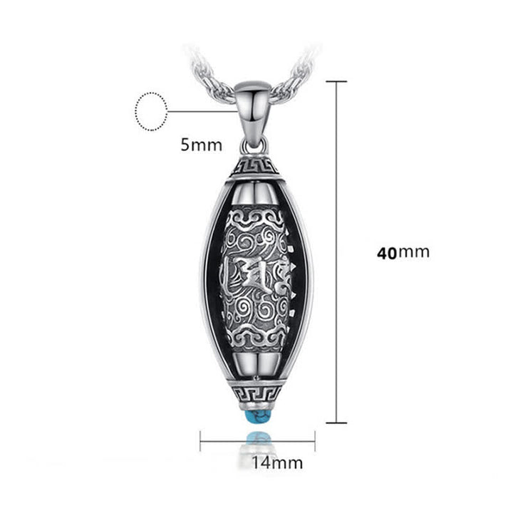 BWOOOH Tibet Om Mani Padme Hum Protection Necklace Rotatable Pendant