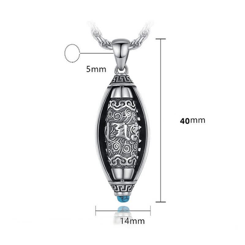 BWOOOH Tibet Om Mani Padme Hum Protection Necklace Rotatable Pendant