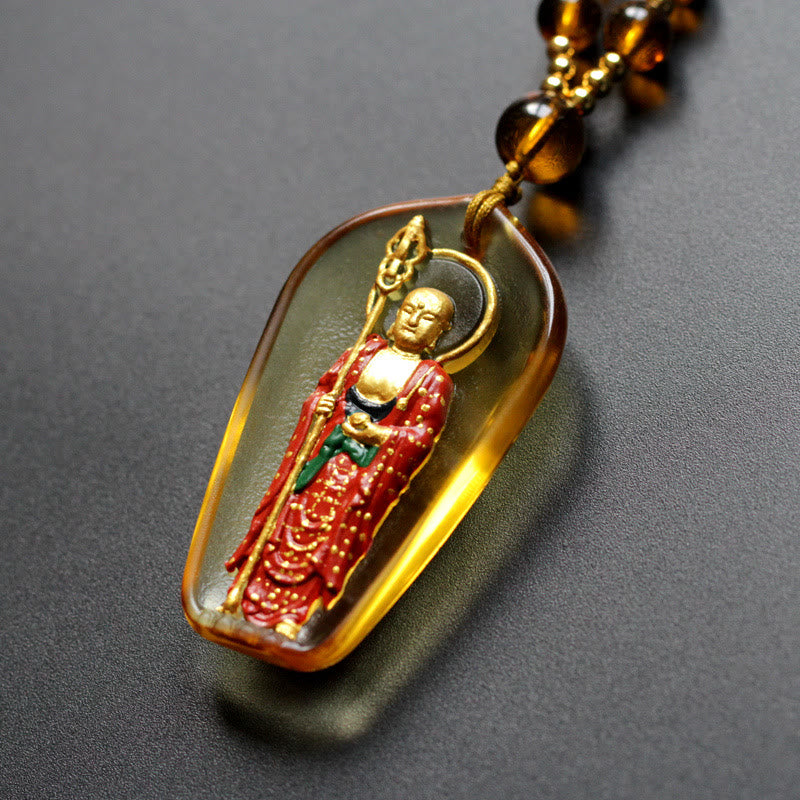 BWOOOH Ksitigarbha Buddha Liuli crystal compassion amulet necklace pendant