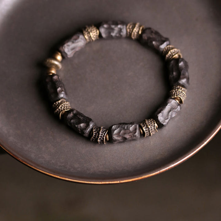 BWOOOH Tibetan Ebony Wood Copper Calm Peace Bracelet | natural stone spiritual bracelet for healing and mindful living