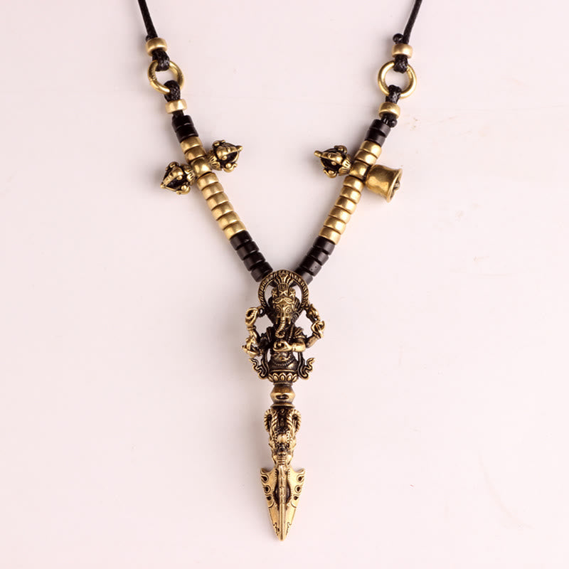 BWOOOH Tibetan Ganesh Ganpati Elephant God of Wealth Dorje Vajra Spiritual Power Necklace Pendant