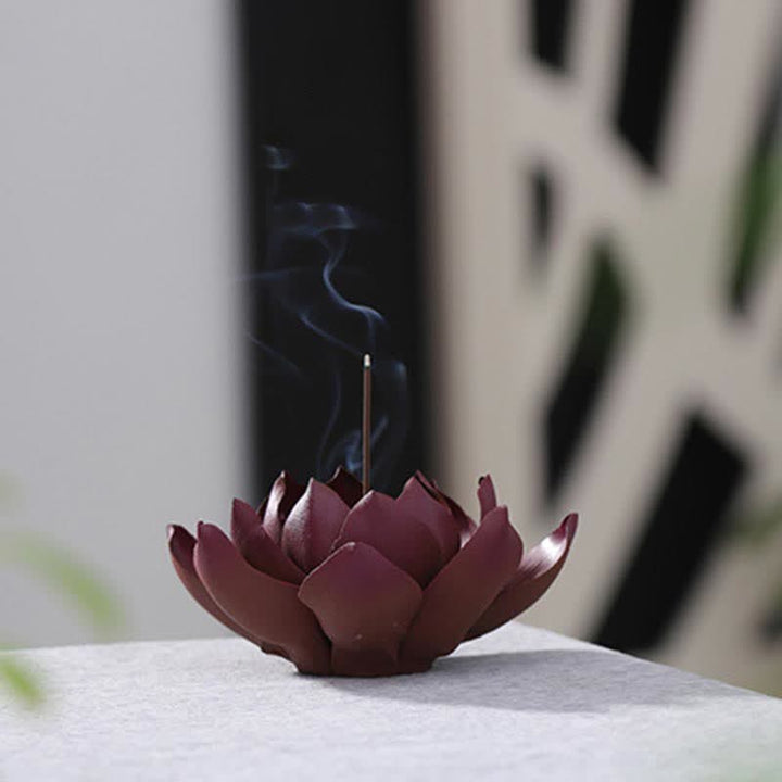 BWOOOH Tibetan Lotus Positive Peace Incense Burner Decoration | natural stone incense burner