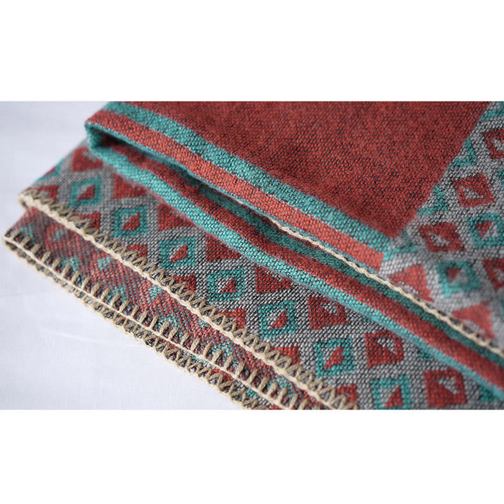 BWOOOH Tibetan Shawl Striped Diamond Pattern Winter Warm 