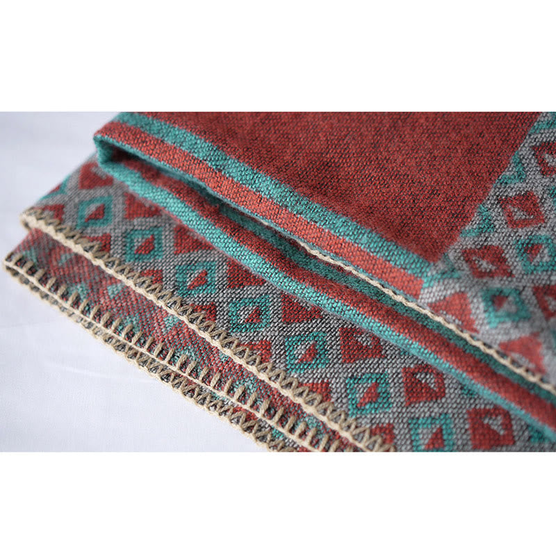 BWOOOH Tibetan Shawl Striped Diamond Pattern Winter Warm 
