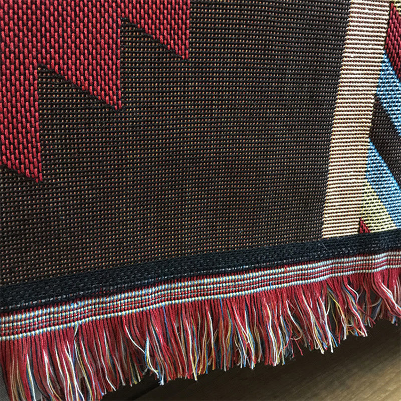 BWOOOH Tibetan Geometric Hand-Dyed Craftsman Blanket