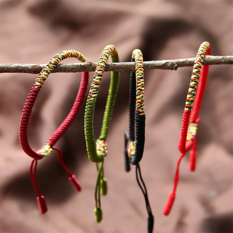 BWOOOH Tibetan Handmade Multicolor King Kong Knot Luck Strength Braided Bracelet  -  natural stone Tibetan bracelet for spir...