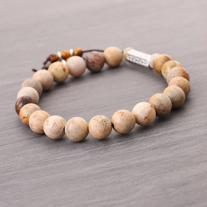 BWOOOH Weathered Stone Om Mani Padme Hum Strengthen Bracelet