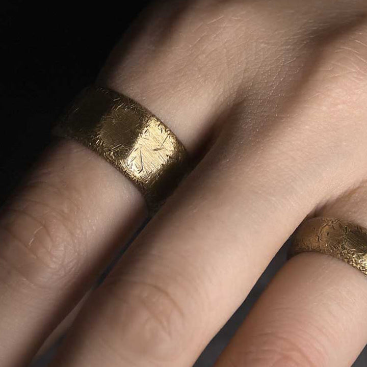 BWOOOH Tibetan Simple Design Copper Brass Frosted Wealth Ring