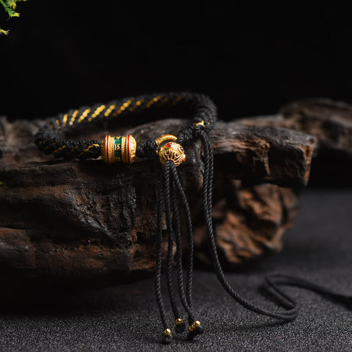 BWOOOH Tibetan Handmade Luck Prayer Wheel Bead Charm Weave Colorful String Bracelet