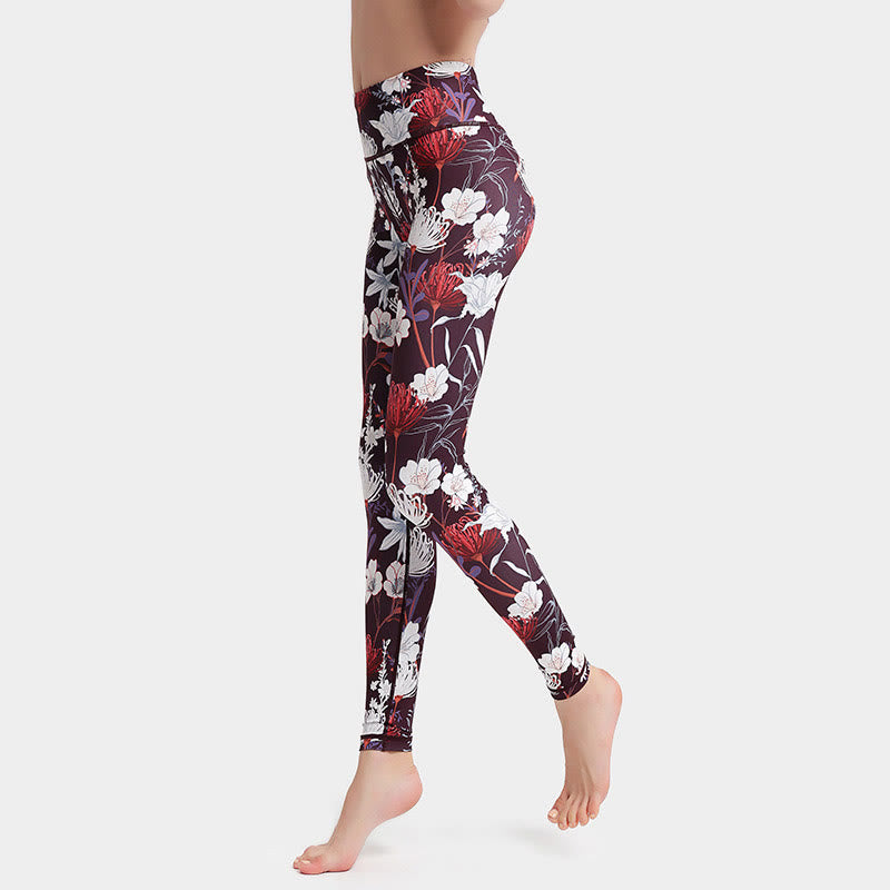BWOOOH printed yoga leggings - Colorful Flower Petal Leaves Print Sport