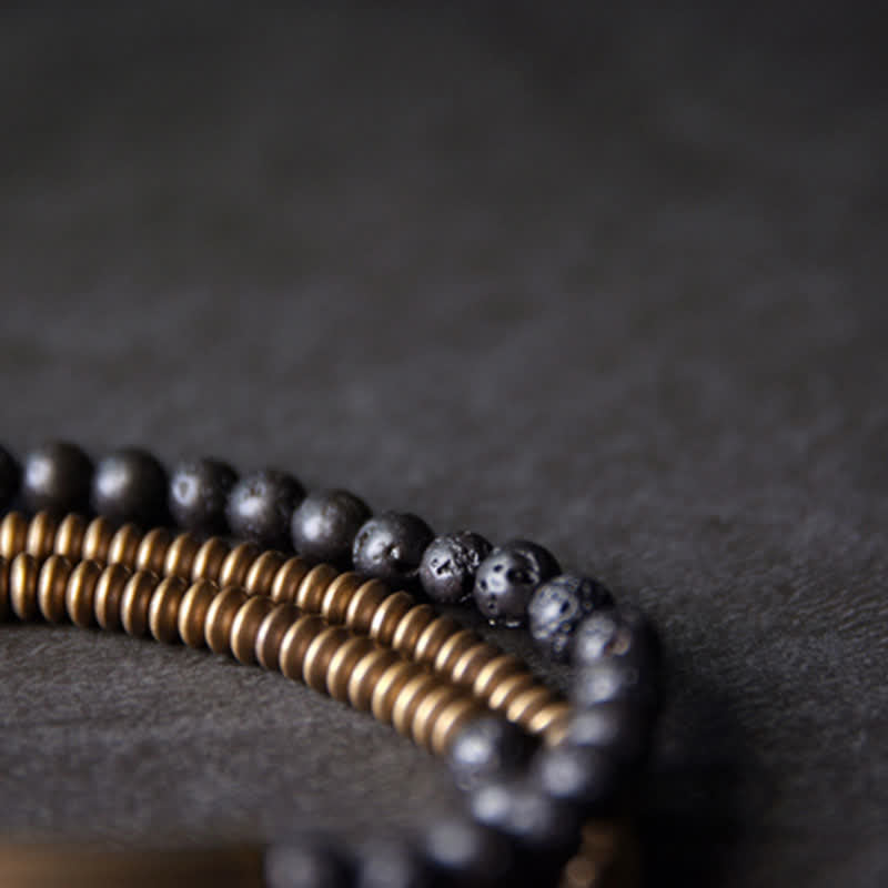 BWOOOH Vintage Lava Rock Copper Support Bracelet
