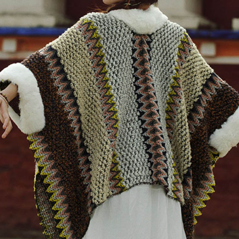 BWOOOH Tibetan Multicolored Striped Shawl Winter Cozy Tra