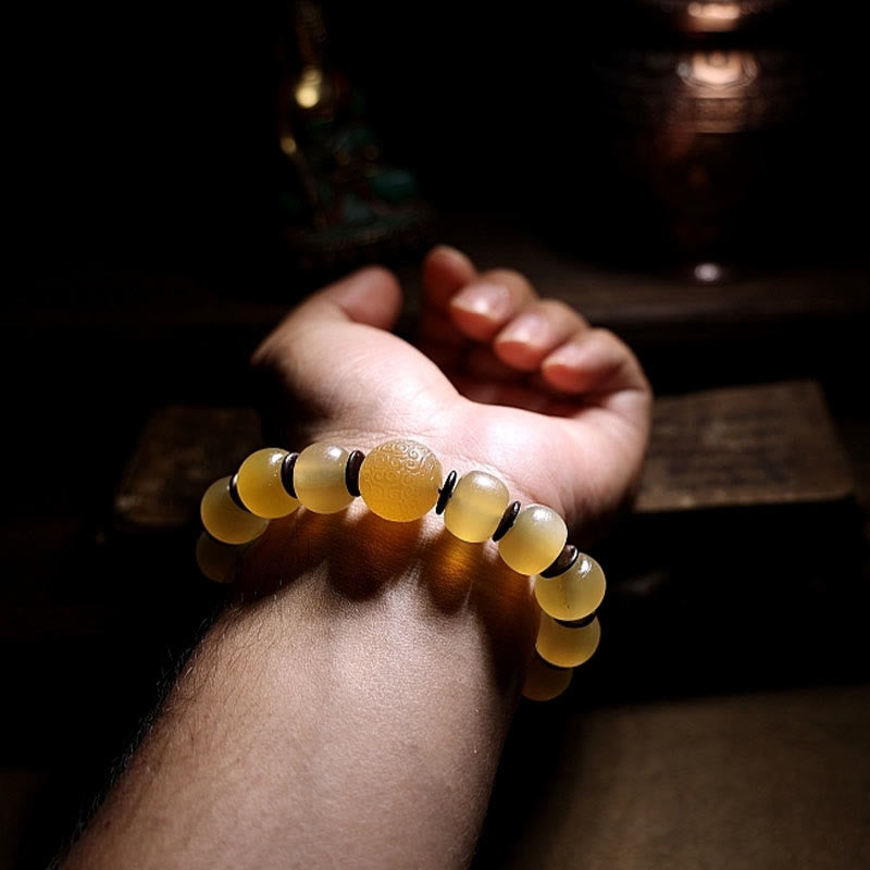 BWOOOH Handmade Tibetan Sheep Horn Om Mani Padme Hum Auspiciousness Bracelet