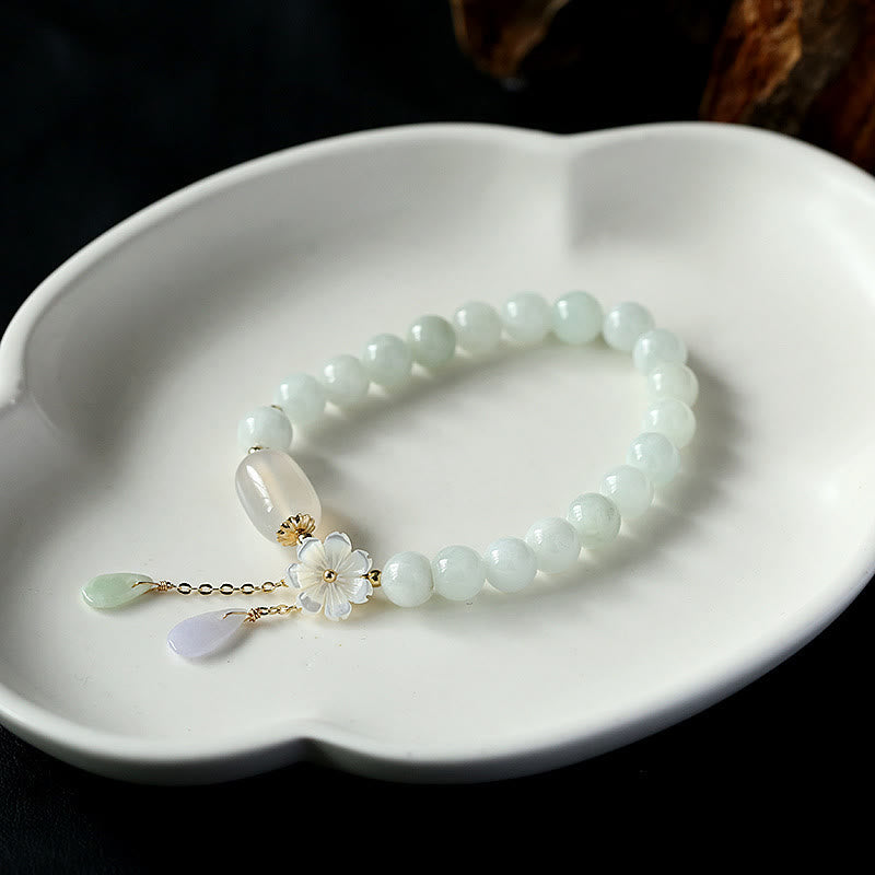 BWOOOH "Hoping for Purity and Peace"Natural White Jade Br
