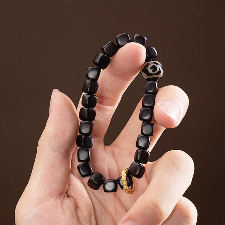 BWOOOH Tibetan Ebony Wood Dzi Bead Balance Calm Bracelet