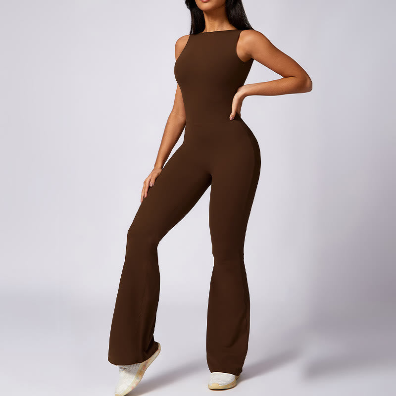 BWOOOH printed yoga pants - Women Casual Sleeveless Jumpsuit Flare P