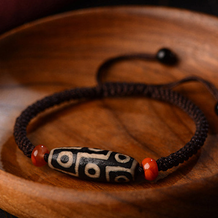 BWOOOH Tibetan Nine-Eye Dzi Bead Prosperity String Bracelet