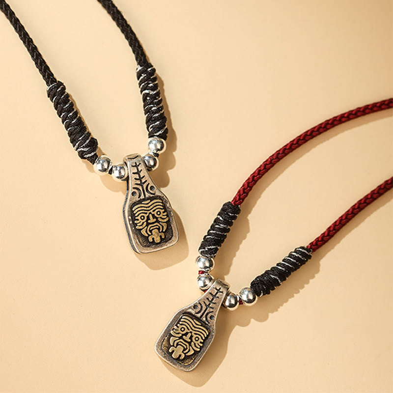 BWOOOH Tibetan 925 Sterling Silver Zakiram Goddess of Wealth Protection Rope Necklace Pendant — sacred deity for prosperity and protection