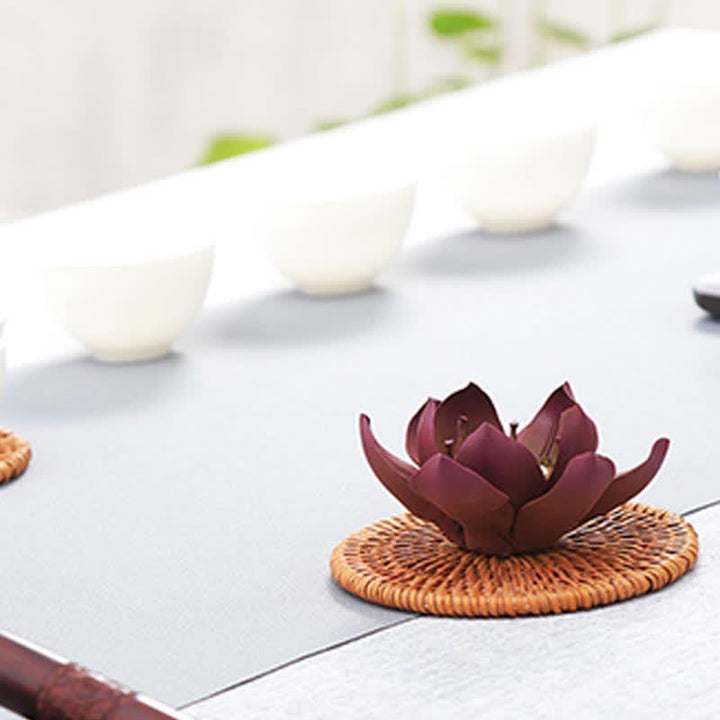 BWOOOH Tibetan Lotus Positive Peace Incense Burner Decoration | natural stone incense burner