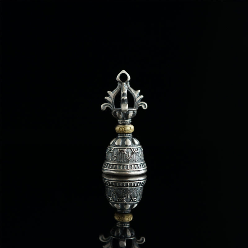 BWOOOH Tibet 925 Sterling Silver Om Mani Padme Hum Dorje Bell Vajra Engraved Enlightenm | Sterling Silver