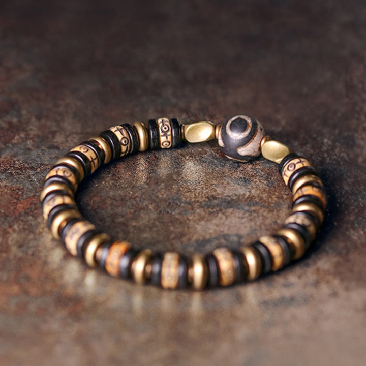 BWOOOH Tibetan Bone Beads Ebony Wood Strength Bracelet | natural stone spiritual bracelet for healing and mindful living