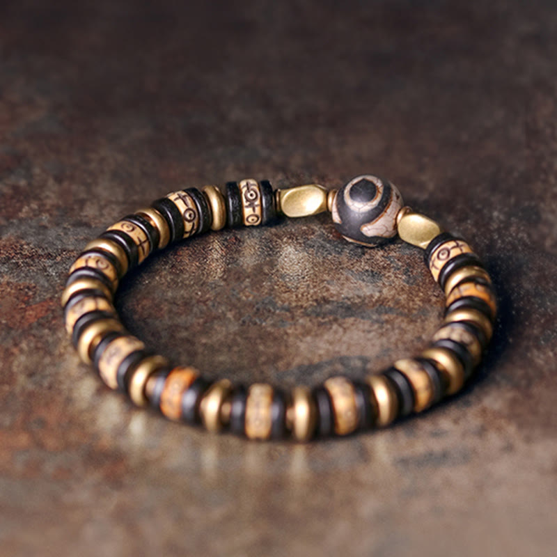 BWOOOH Tibetan Bone Beads Ebony Wood Strength Bracelet | natural stone spiritual bracelet for healing and mindful living