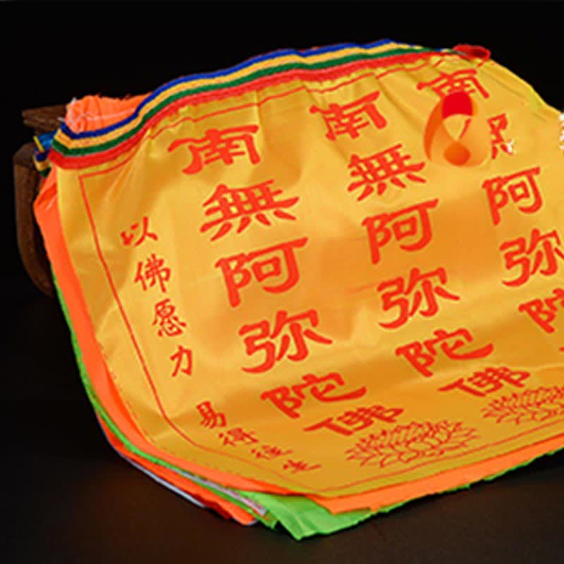 Buddha Stones Tibetan 7 Colors Windhorse Letter Auspicious Lotus Outdoor 21 Pcs Prayer Flag