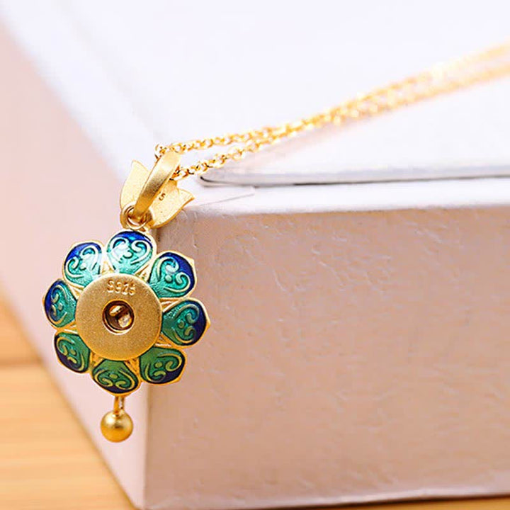 BWOOOH 925 Sterling Silver Tibet Lotus Prayer Wheel Red Agate Enlightenment Necklace Pendant