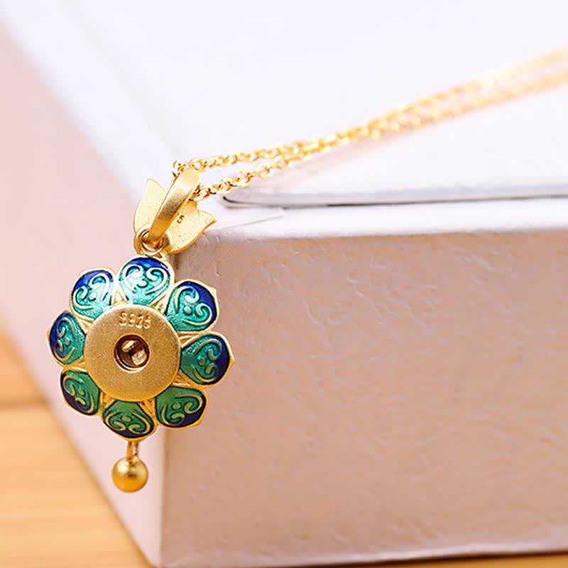 BWOOOH 925 Sterling Silver Tibet Lotus Prayer Wheel Red Agate Enlightenment Necklace Pendant