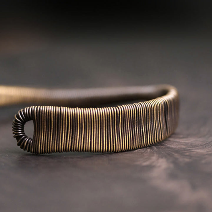 BWOOOH Simple Design Wrapped Brass Copper Luck Wealth Adjustable Cuff Bracelet | spiritual healing bracelet
