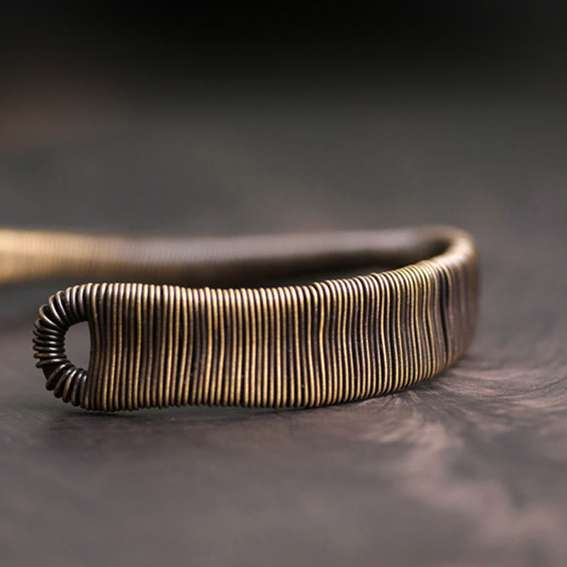 BWOOOH Simple Design Wrapped Brass Copper Luck Wealth Adjustable Cuff Bracelet | spiritual healing bracelet