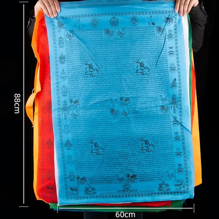 Buddha Stones Tibetan 5 Colors Windhorse Happiness Auspicious Outdoor Prayer Flag