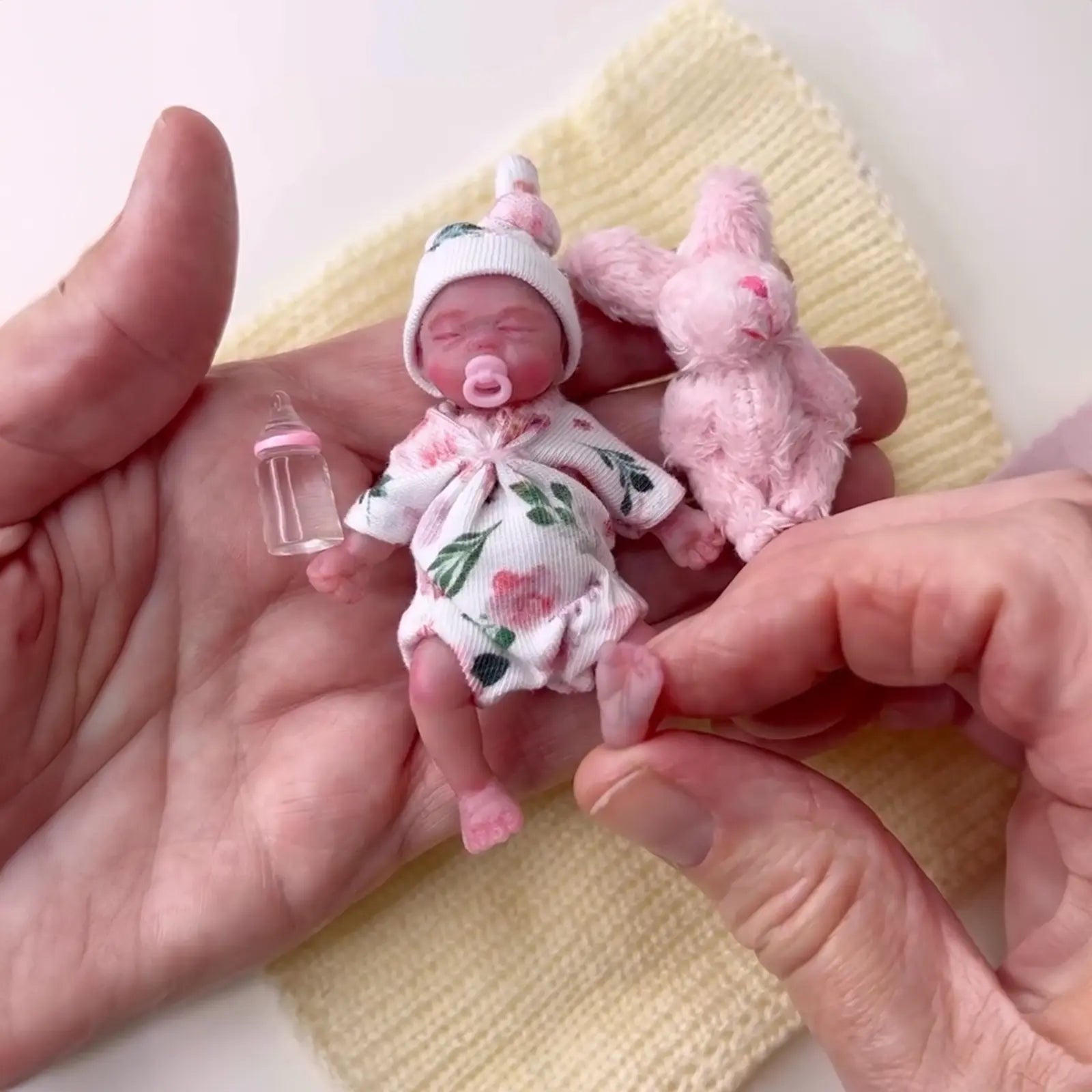 3 Inches Mini Reborn Full Liquid Solid Platinum Silicone Baby Girl Doll