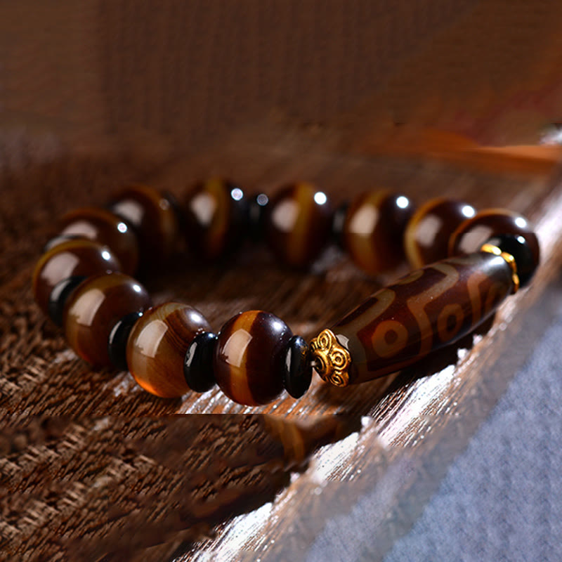 BWOOOH Tibetan Natural Nine-Eye Dzi Bead Agate Wealth Blessings Bracelet  -  Dzi Tibetan bracelet for spiritual healing and ...