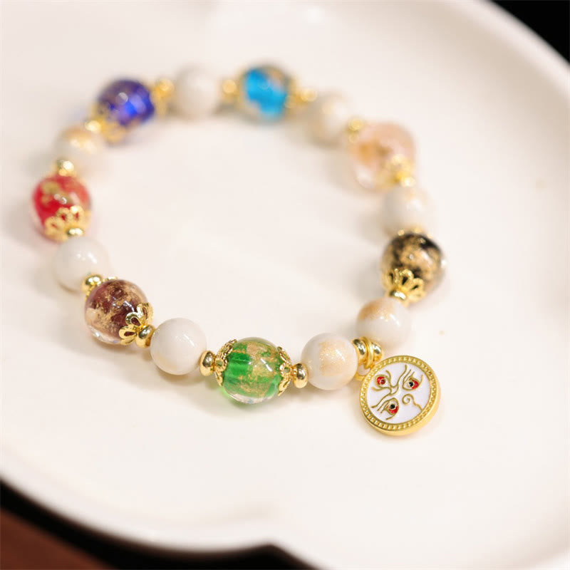 BWOOOH Tibetan Five God Of Wealth Fortune Liuli Glass Bead Incense Ash Porcelain Bead Charm Bracelet