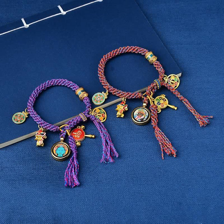 BWOOOH Tibetan Green Tara Zakiram Goddess of Wealth Thangka Luck Braid String Bracelet
