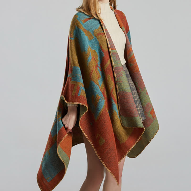 BWOOOH Tibetan Orange Shawl Warm Cloak Scarf