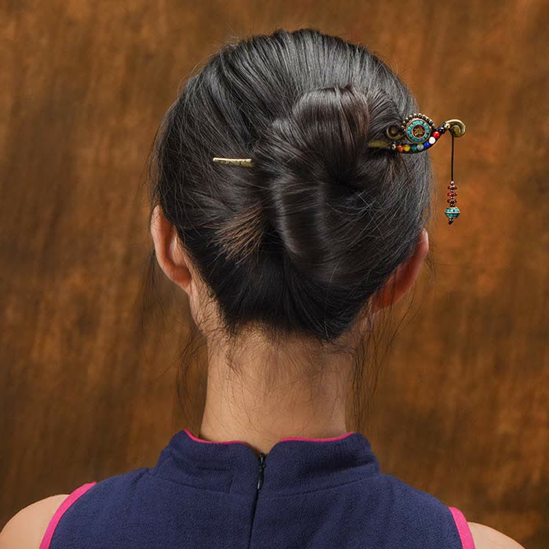 BWOOOH Tibetan Turquoise Agate Protection Hairpin Decorat