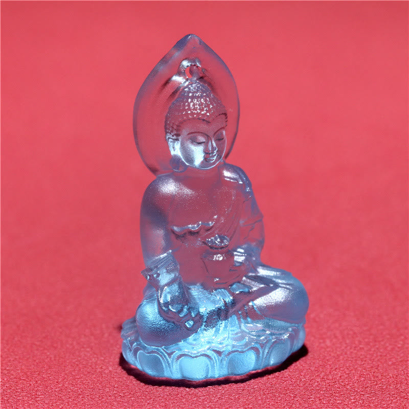 BWOOOH Blue Tathagata Buddha Medicine Buddha Liuli Crystal Serenity Amulet Necklace