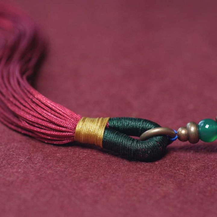 BWOOOH 108 Mala Beads Bodhi Seed Dzi Bead Peace Tassel Bracelet