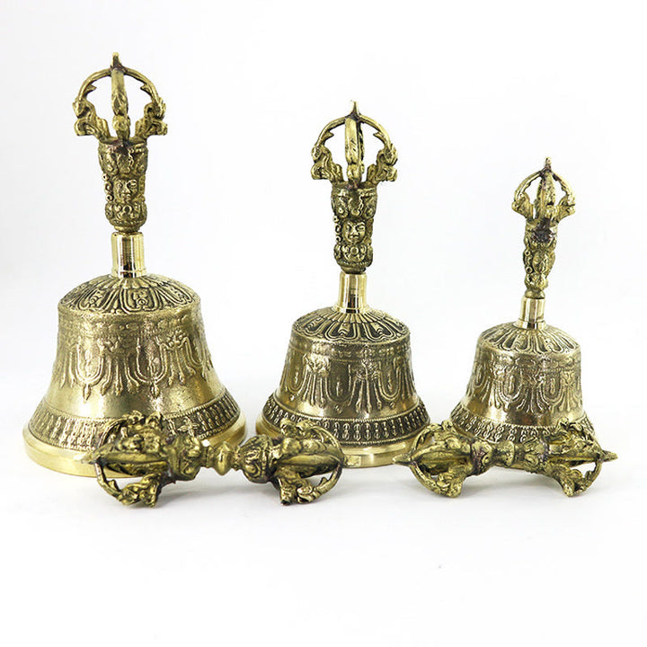 BWOOOH Tibetan Meditation Bell and Vajra Dorje Copper Balance Handmade Decoration Set | Copper Tibetan bell
