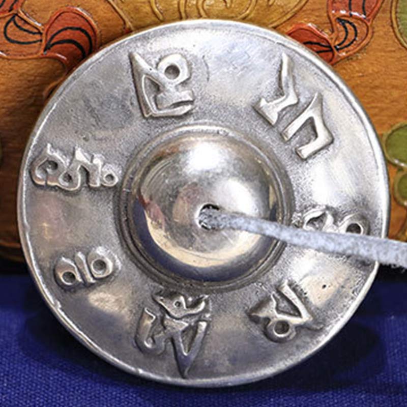 BWOOOH Tibetan Tingsha Bell Six True Words White Copper Healing Decoration | White Copper Tibetan bell