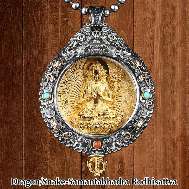BWOOOH Chinese Zodiac Natal Buddha Thangka Nine Palaces Eight Diagrams Wealth Rotatable Necklace Pendant